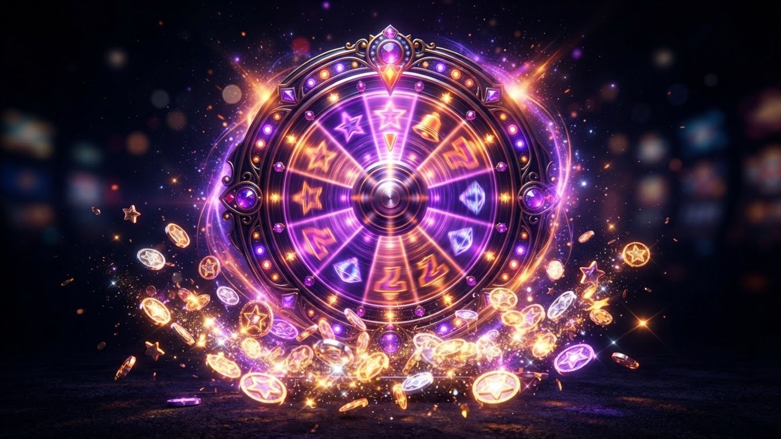 Roue de machine à sous lumineuse avec pièces étoilées